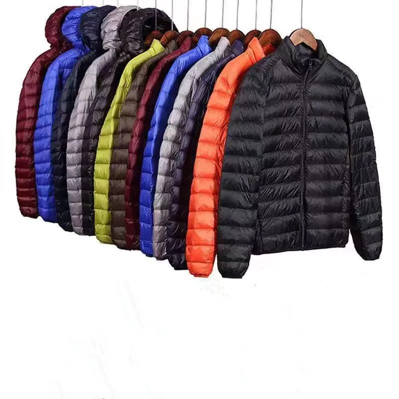 Light And Thin Feather Cotton Hooded Men's Short Youth Large Casual Winter Wear Stand Collar Cotton Coat Men Down Jacket