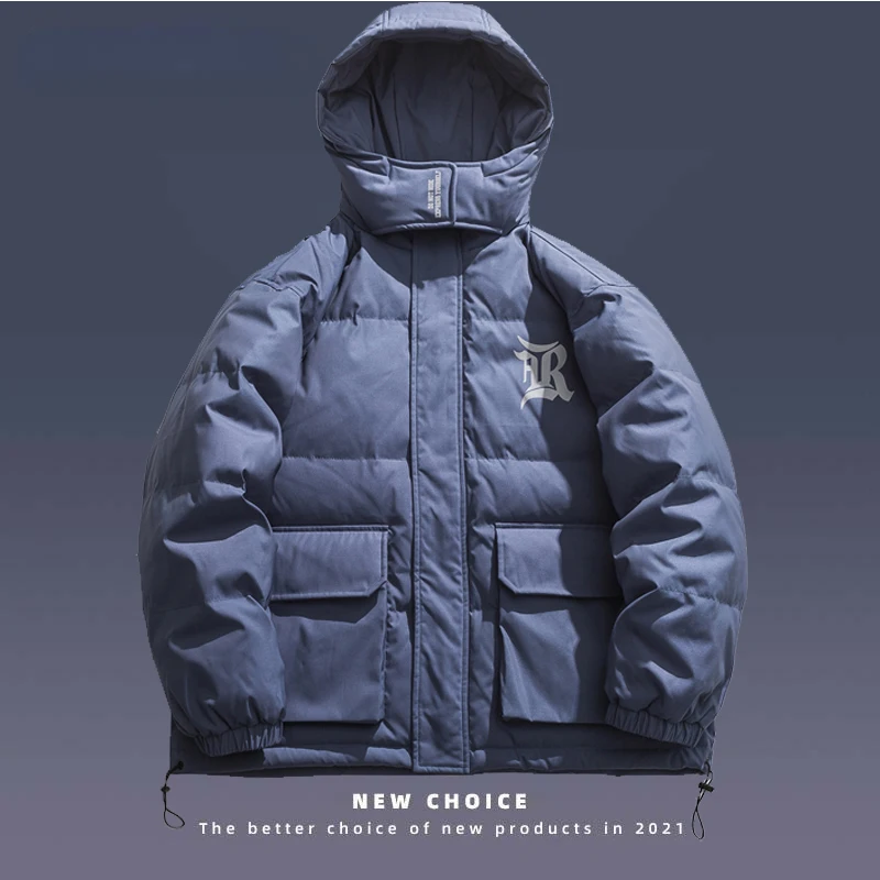 

Harajuku Fluffy Thick Parka Men Streetwear Vintage Hip Hop Letter Pattern Printing Hooded Down Jackets Mens Winter Warm Parkas