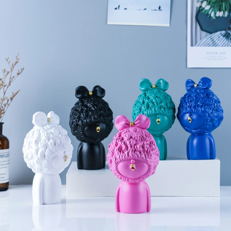 

Статуэтка в европейском стиле с кудрявыми волосами и ртом, Статуэтка из смолы для украшения дома, гостиной, спальни