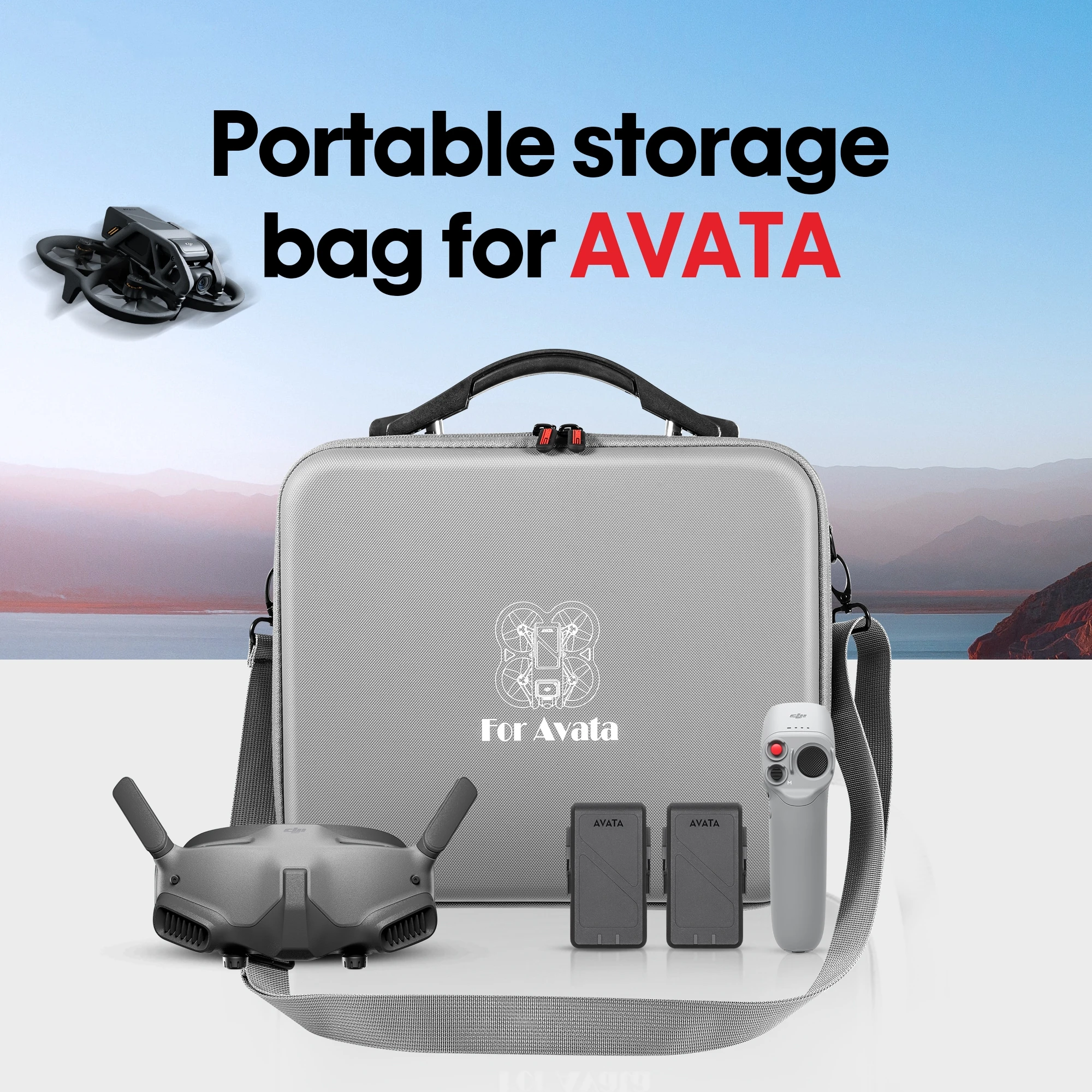 

DJI Avata PU Waterproof Suitcase Crossbody Bag Portable Drone Storage Bag for DJI FPV Flight Goggles V2/Goggles 2 Accessory