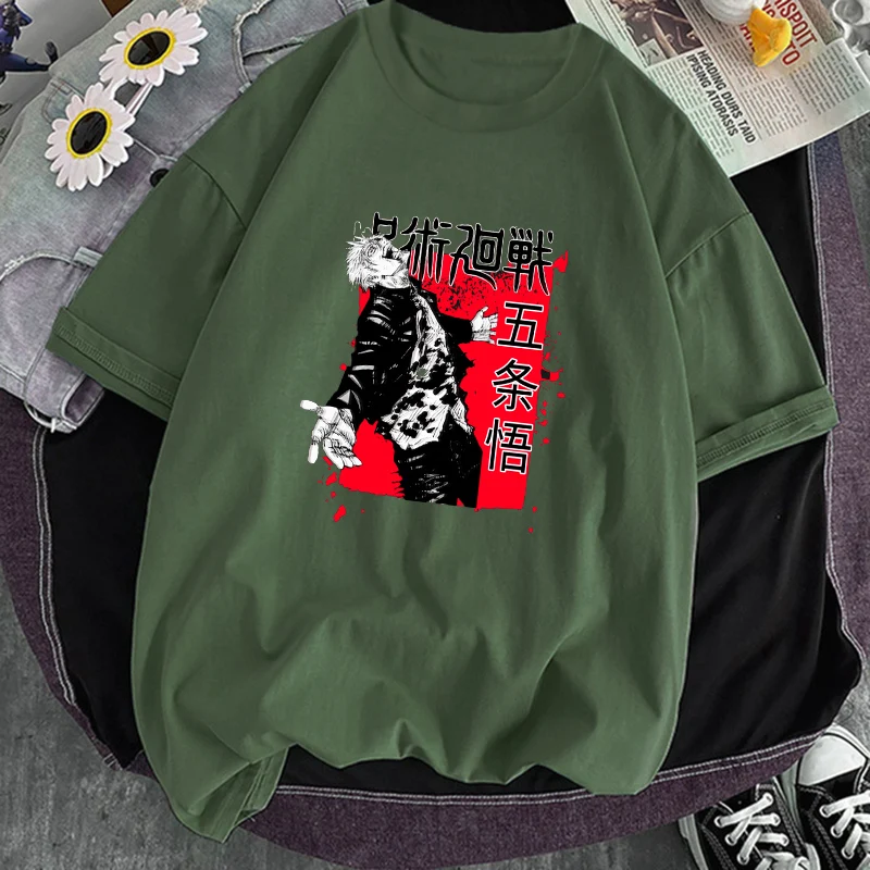 

Anime Women T shirt Jujutsu Kaisen Gojo Satoru O Neck Hip Hop Plus Short Sleeve T shirts 2022 Summer Crewneck Black T shirts