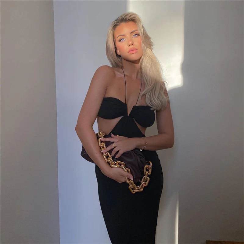 

Платье-миди на бретелях-спагетти с открытой спиной