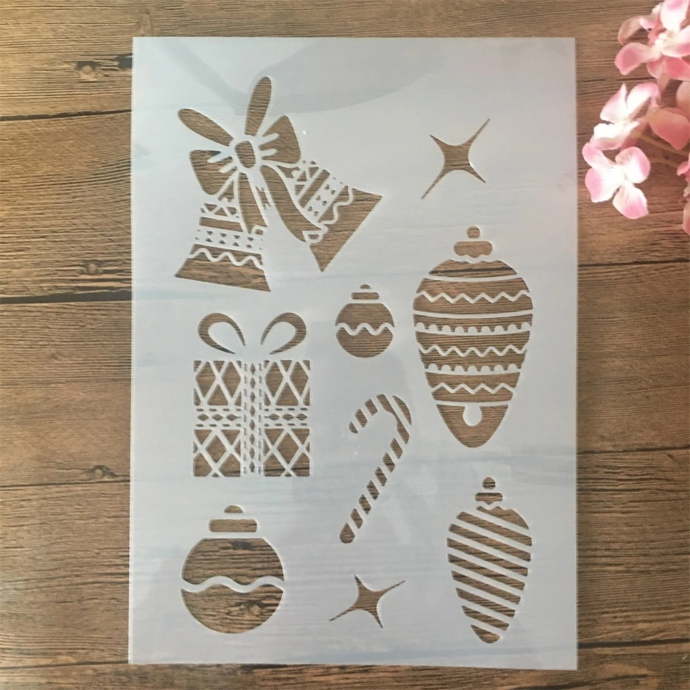 

A4 29 см Рождественский колокольчик подарок DIY слойные трафареты настенная живопись Искусственный Декоративный шаблон