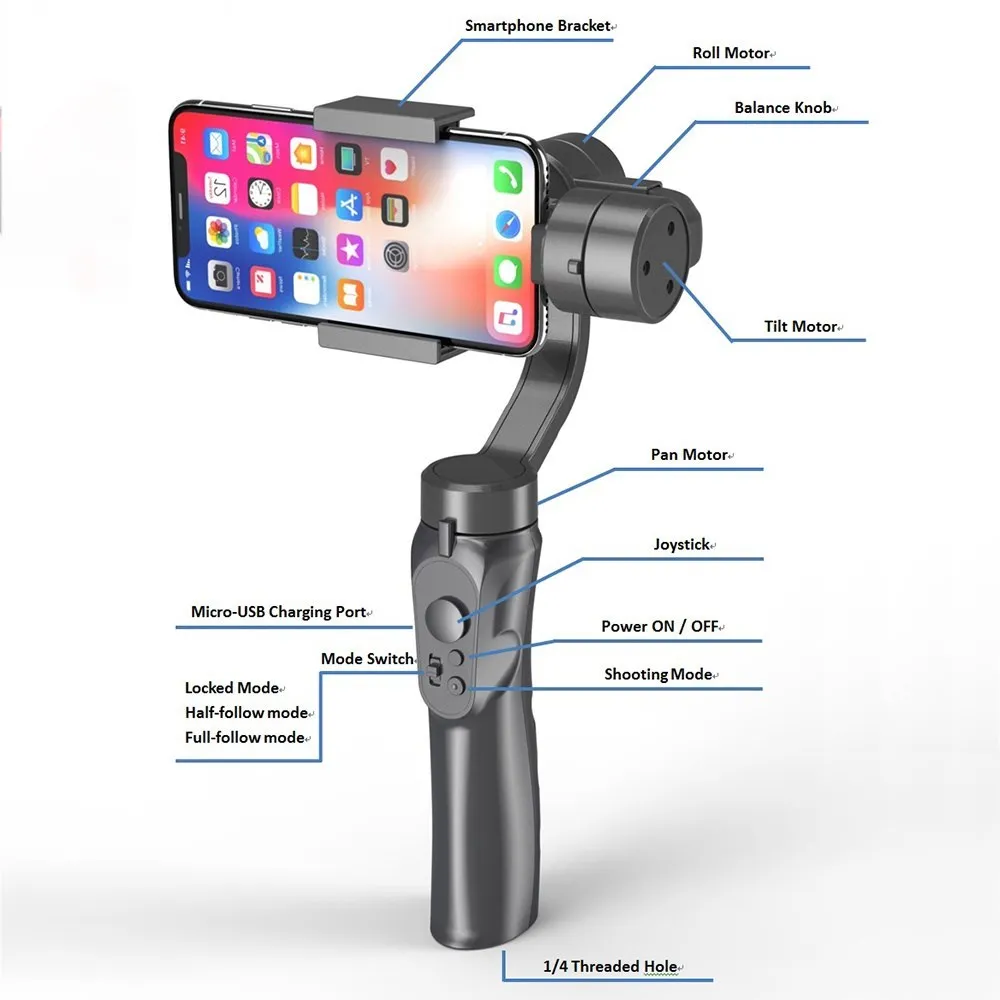 New 3 Axis Gimbal Stabilizer for IOS Android Wireless Bluetooth Gimbal Smartphone Video Record Gimbal Stabilizer Surprise price enlarge