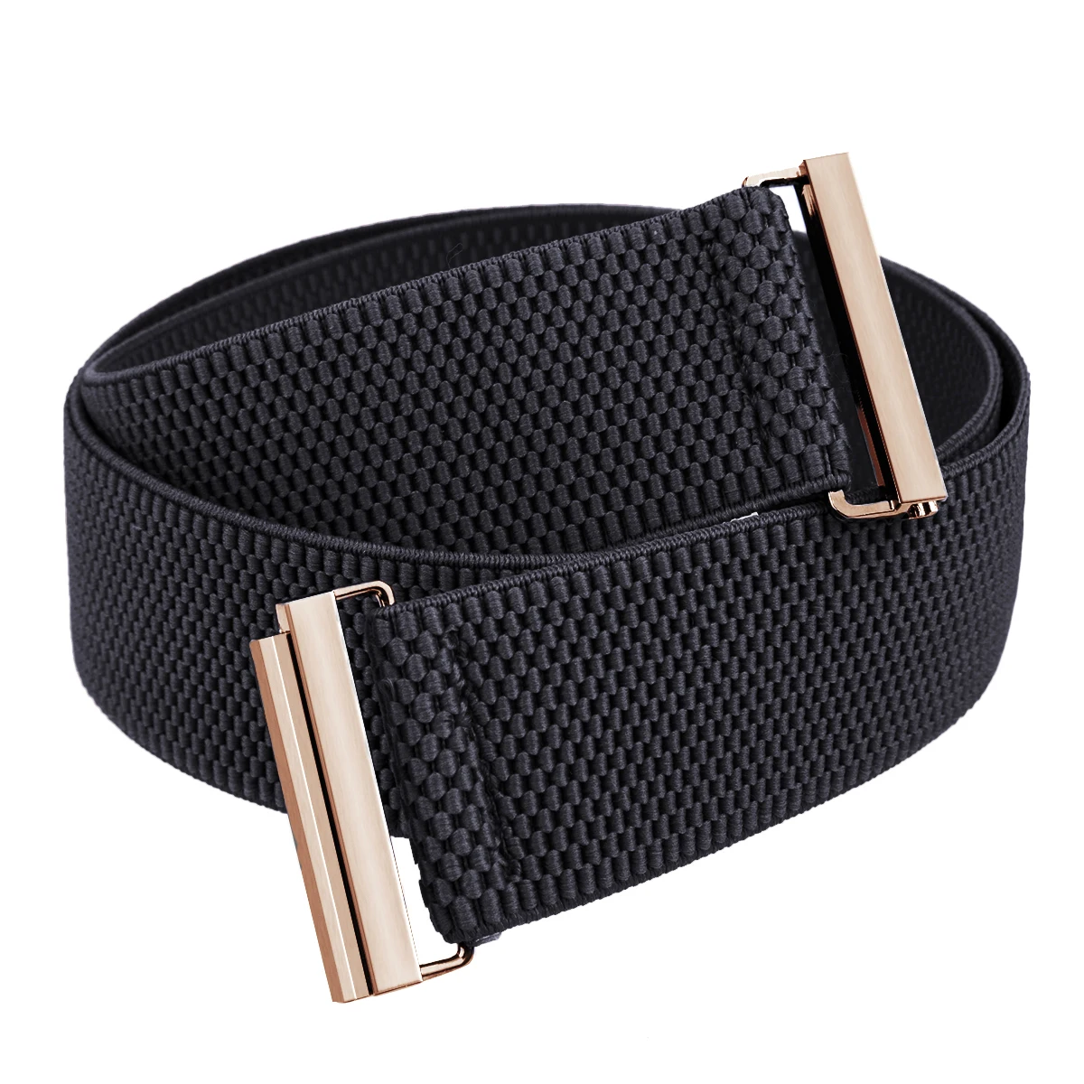 New Unisex Elastic Belt Golden Alloy Quick Unlock Release Buckle Tough Stretch Nylon Women Belt For Jeans Adjustable Waist Belt