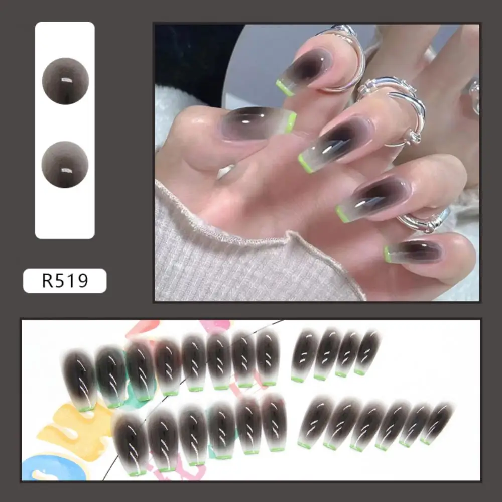 

24 шт., блестящие искусственные накладные ногти розового цвета