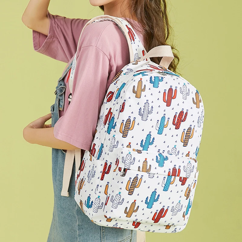 

Ранцы для начальной школы для мальчиков и девочек, модный рюкзак с принтом кактуса, вместительный рюкзак