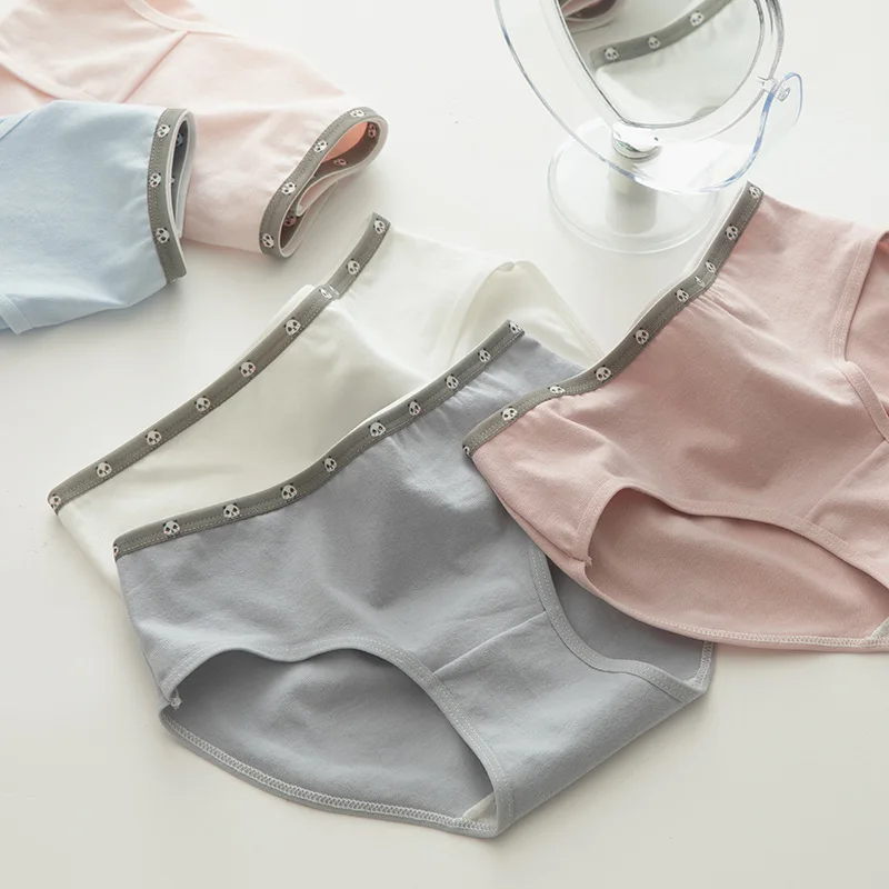 

New Women's Cotton Underwear Sexy Solid Color Panties Fashion Comfort Printed Briefs Mid Waist Seamless Underpants Lingerie