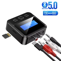 bluetooth 5 0 audio receiver transmitter 3 5mm aux rca usb dongle stereo lcd sd wireless adapter for car tv pc headphone