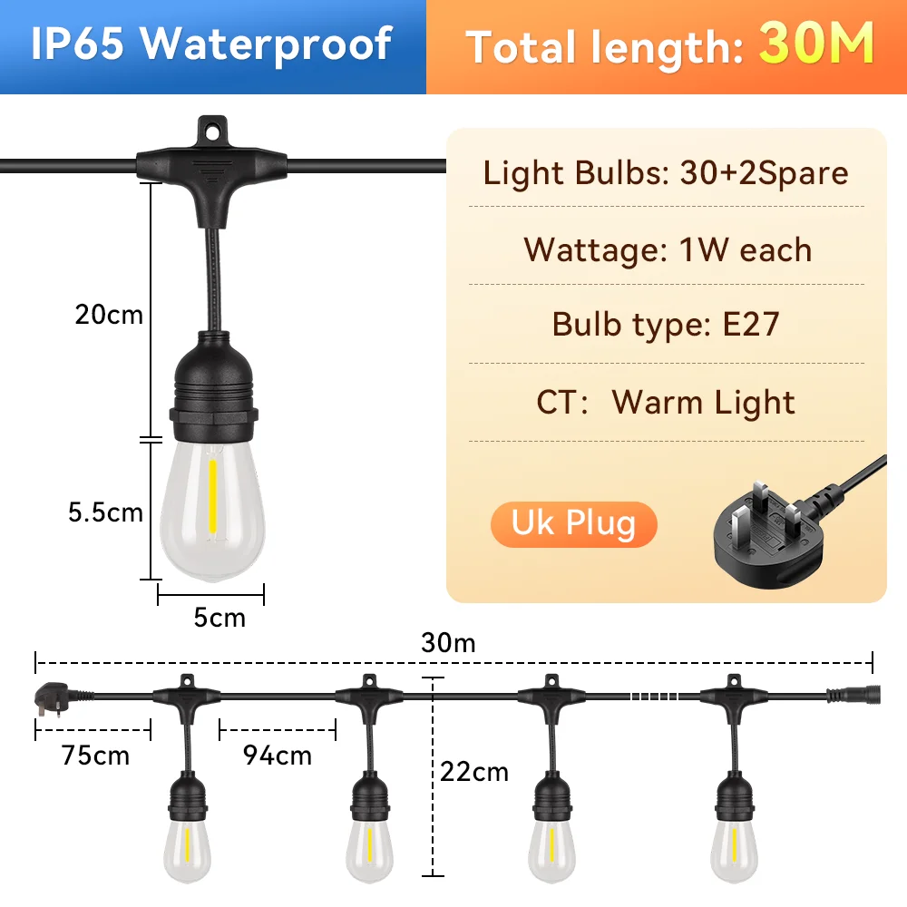 

IP65 Водонепроницаемый сказочный свет, светодиодный гирляндный светильник, гирлянда для штор, уличная светодиодная лампа, садовый свадебный шар, гирлянда для вечеринки, кемпинга
