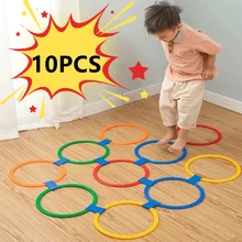 New Outdoor Kids Funny Physical Training Sport Toys Lattice Jump Ring Set Game 10 Hoops 10 Connectors for Park Play Boys Girls 