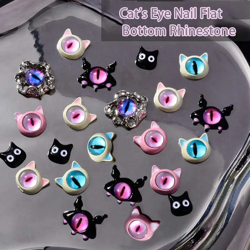 

3 pcs Y2K Little Devil Blue Eyes Nail Decoration Halloween Nail Art Punk Charms Cute Animal Monster Nail Metal Jewelry Accessory