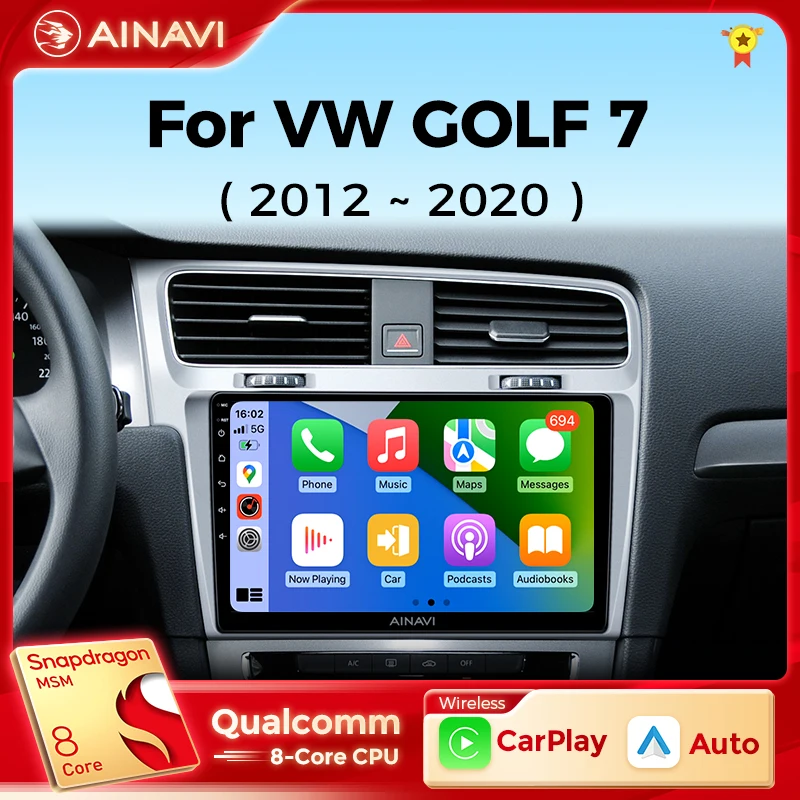 Автомагнитола Ainavi для Volkswagen VW Golf VII GOLF MK7 7 GTI R 2012-2020 Carplay Android, автомобильное радио, стерео, мультимедийный плеер Автомагнитола Ainavi для Volkswagen VW Golf VII GOLF MK7 7 GTI R 2012-2020 Carplay Android, автомобильное радио, стерео, мультимедийный плеер