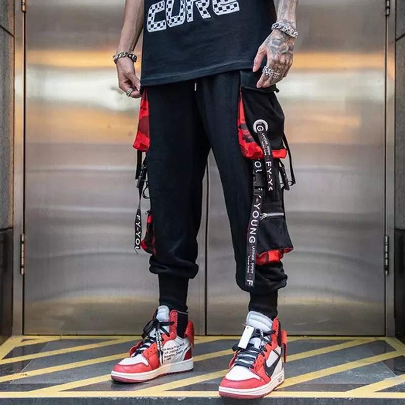 

Men Streetwear Cargo Pants 2021 Overalls Mens Baggy Hip Hop Joggers Pants Pockets Harem Pants Purple Sweatpants Korean