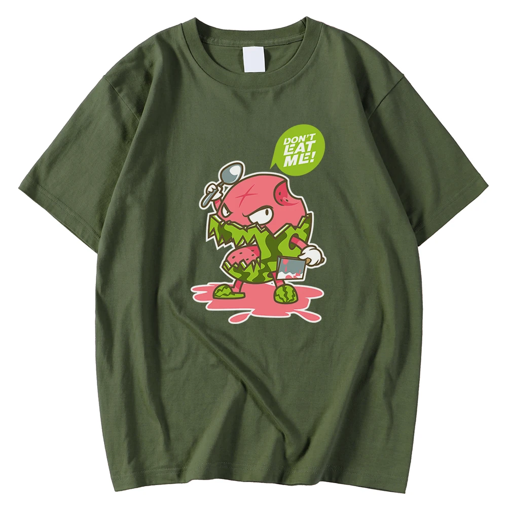 

S-Xxxl Oversized Mens Tshirts Spring Summer T Shirts Fruit Watermelon Don'T Eat Me Printing Tops Casual Loose Tees Shirt Men's