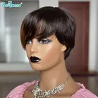 BeQueen прямой парик вырезанный фальшивой парик на шнуровке спереди парик из натуральных волос для черных женщин прозрачный кружевной короткий боб парик бразильский