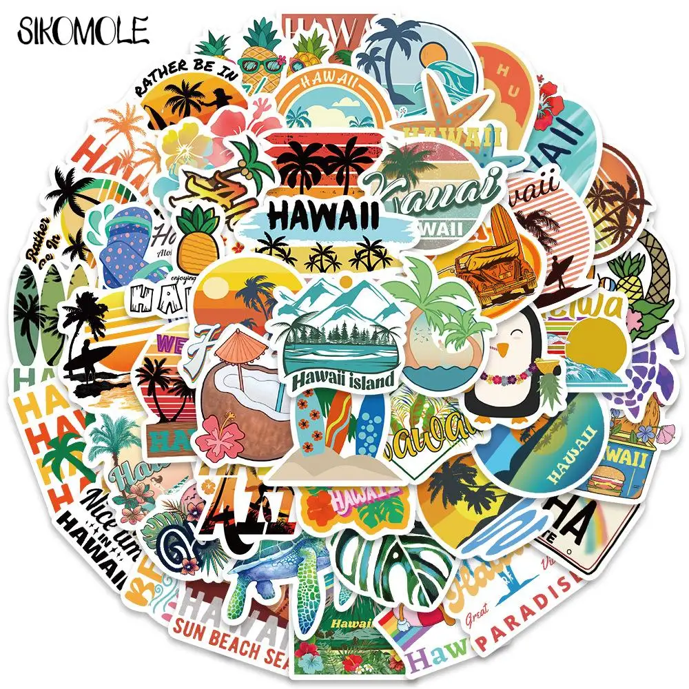 10/30/50 шт. Мультяшные Гавайские пляжные и морские наклейки для отпуска ребенка
