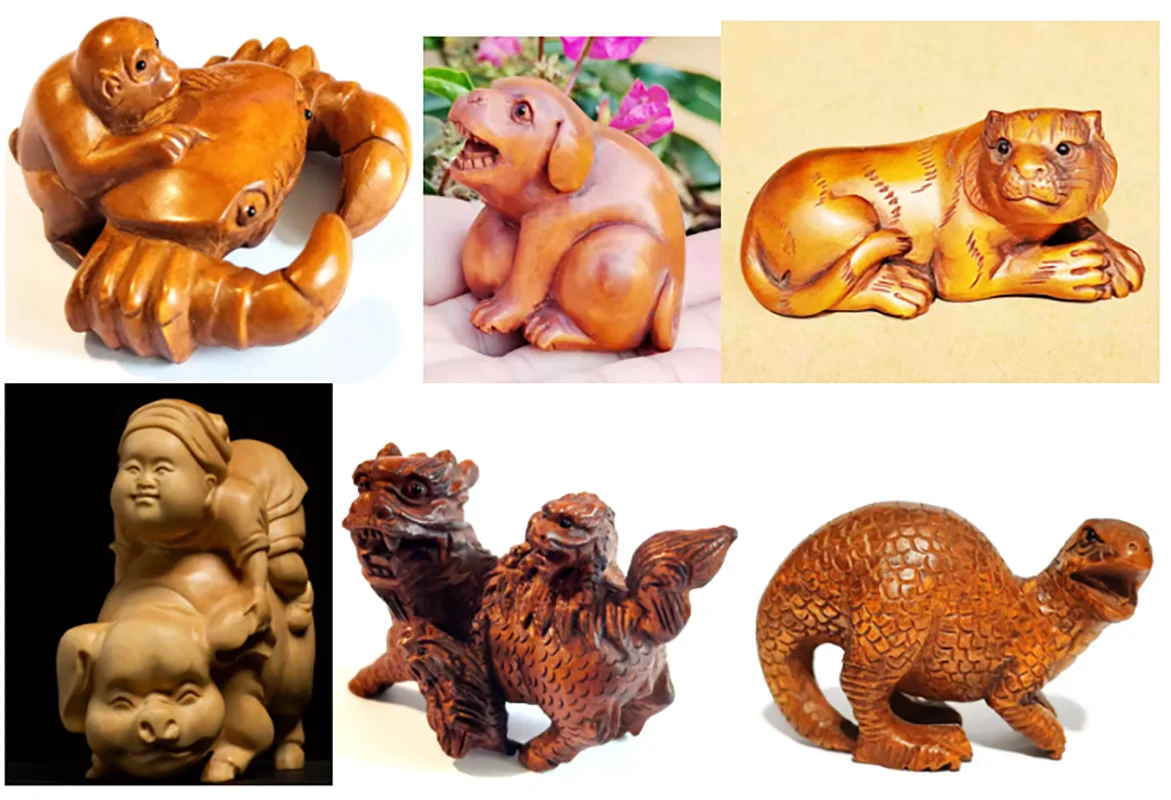 

Набор из 6 резных фигурок из самшита