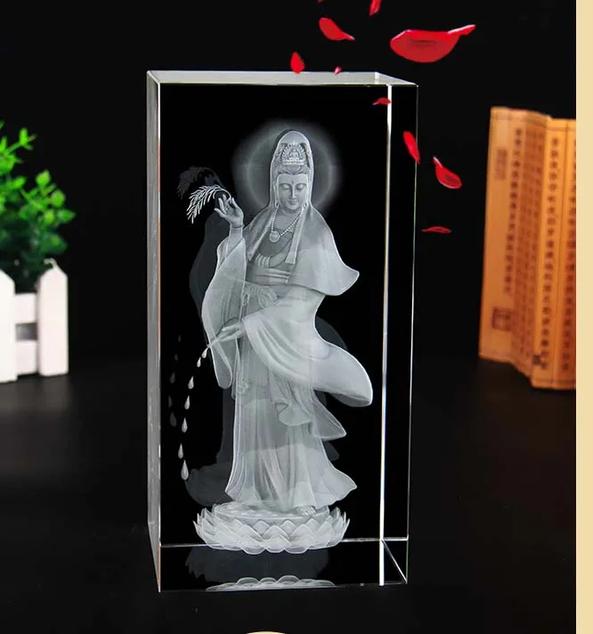 Специальное предложение большая домашняя семья 3D кристалл Будда Гуаньинь