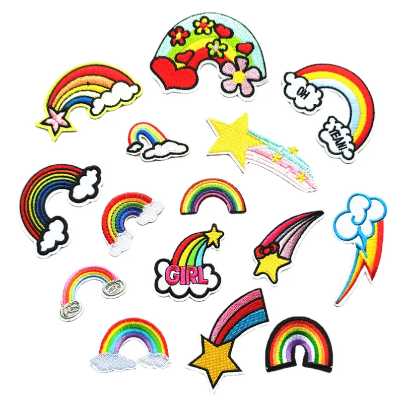 

50pcs/Lot Luxury Fun Embroidery Patch Girl Rainbow Star Cloud Flower Shirt Bag Clothing Decoration Accessory Craft Diy Applique