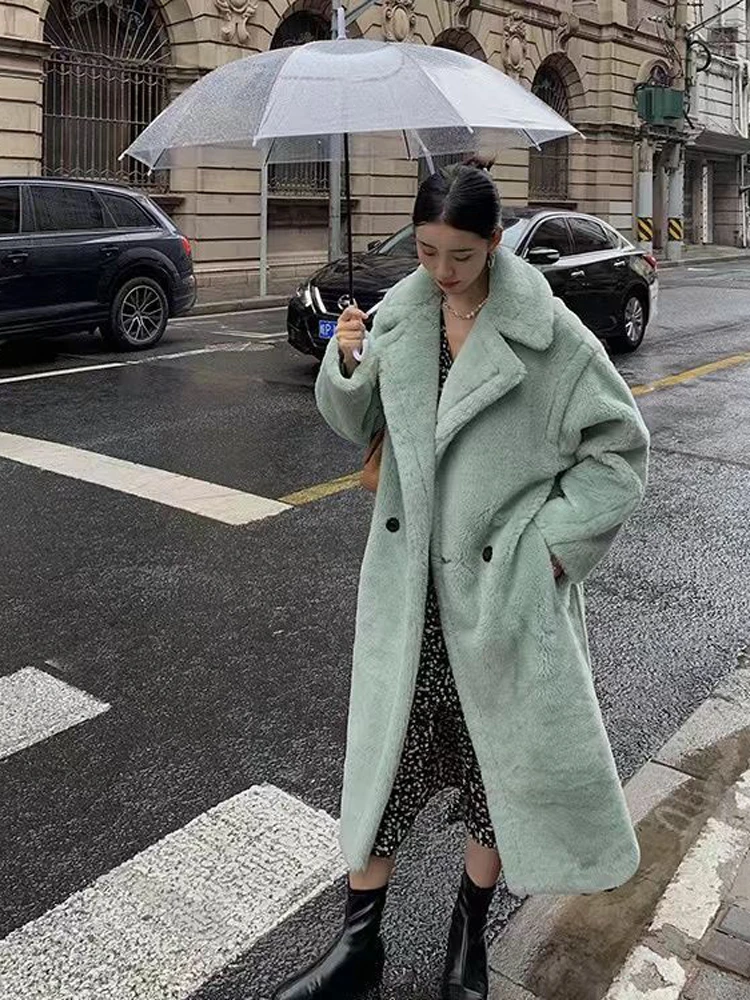 Women Winter Faux Fur Warm Long Coat Long Sleeve Female Thick Teddy Bear Coat Casual Loose Oversize Outwears