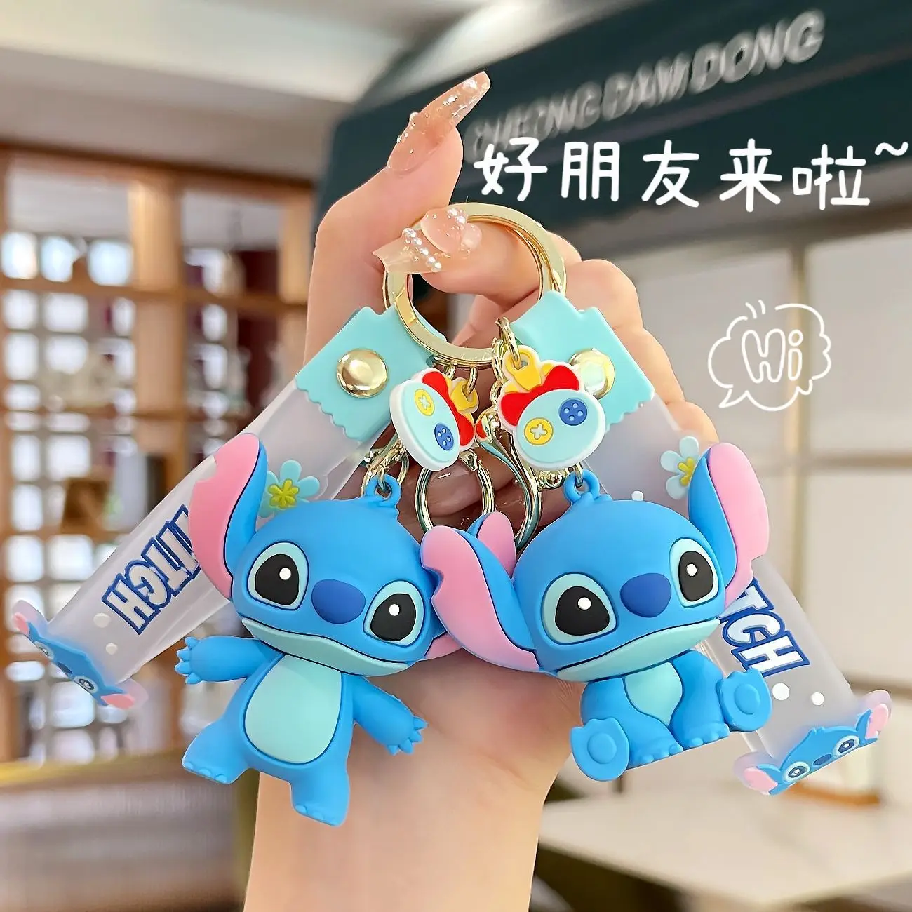 New Anime Disney Keychain Cartoon Mickey Mouse Minnie Lilo &amp Stitch Cute Doll Keyring Ornament Key Chain Pendant Kids Toys Gifts