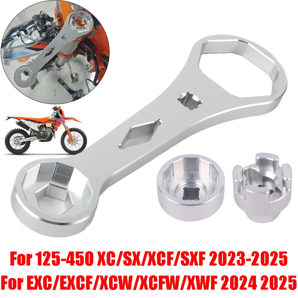Фото Для KTM XC XCF SX SXF EXC EXCF XCW XCFW мотоциклетные вилочные ключи, инструмент для удаления амортизатора, многофункциональный гаечный ключ №1