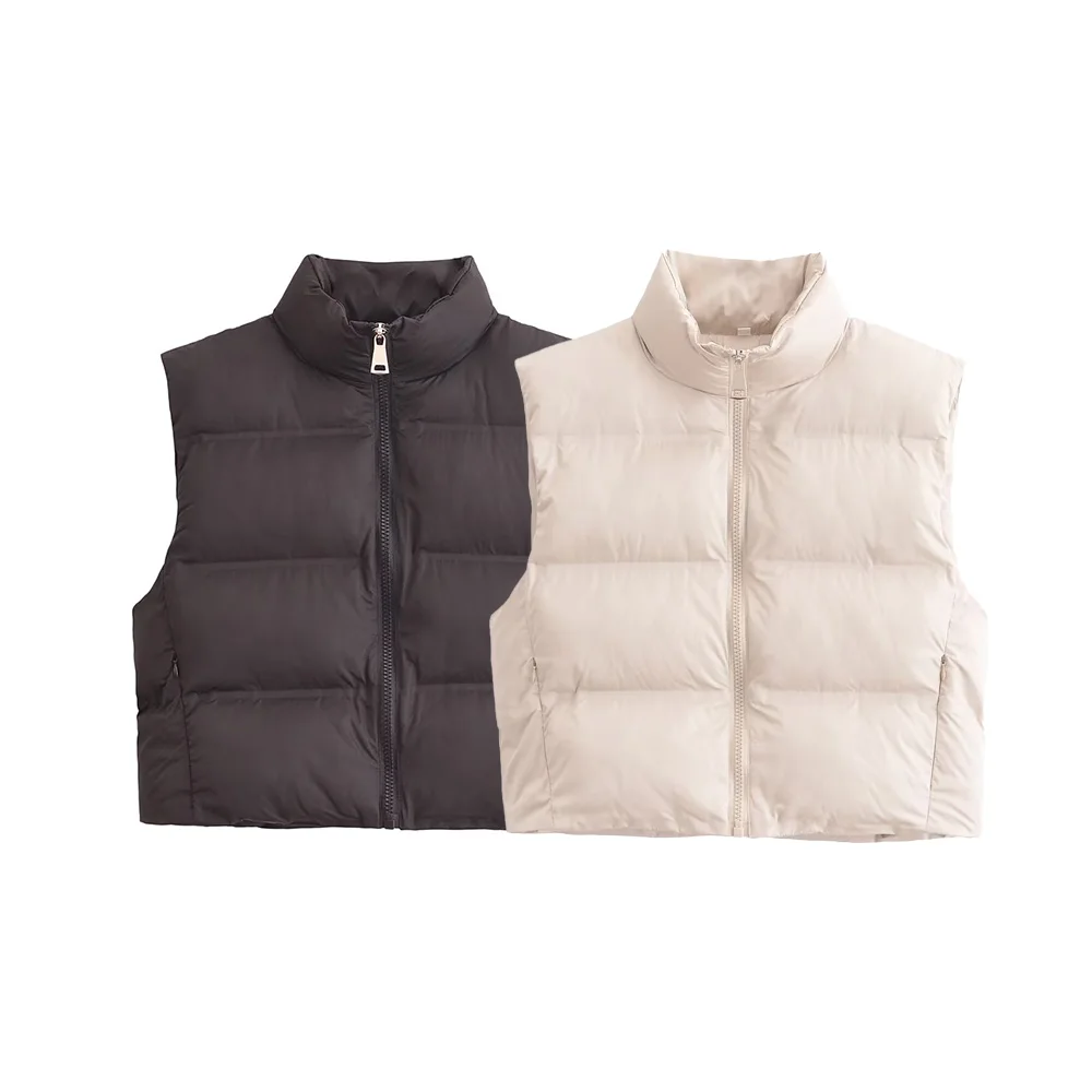 PB &amp ZA женский 2024 зимний новый модный стеганый жилет пальто винтажный