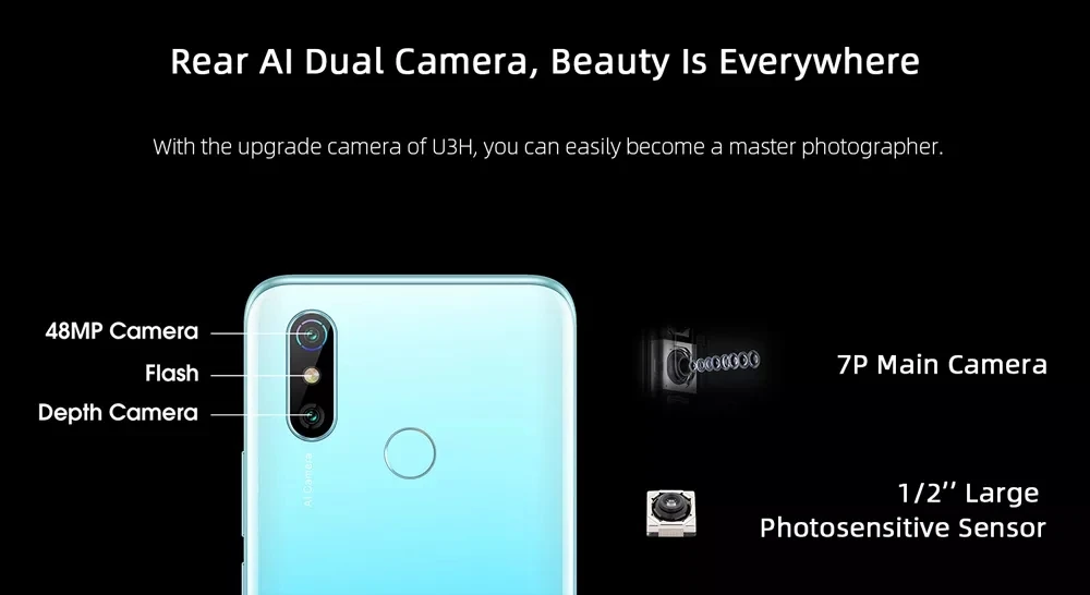 Original ELEPHONE U3H 8GB RAM 256GB ROM Helio P70 Octa Core 3500mAh Smartphone 6.53