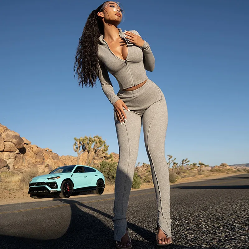 

Женский комплект для йоги на молнии с длинным рукавом, леггинсы с высокой талией, спортивный костюм для фитнеса и спортзала, комплект спорти...