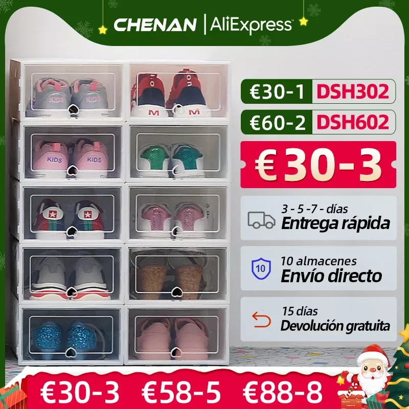 

NEW2023 6Packs Transparent Shoe Box Shoes Organizers Plastic Thickened Foldable Dustproof Storage Box Stackable Combined Shoe Ca