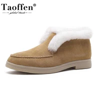 

Taoffen Women Snow Boots Cow Suede Plush Fur Warm Winter Shoes Ladies Fashion Short Boots Female Footwear Size 35-41
