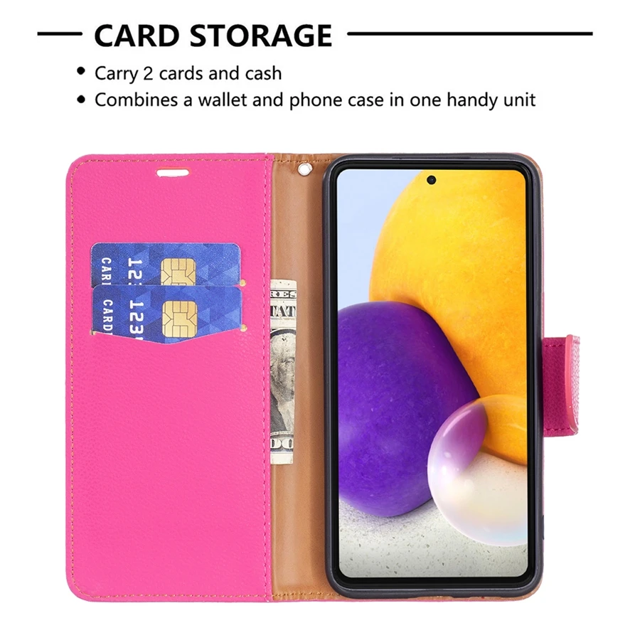 Wallet Litchi Pattern Case For Samsung Galaxy A04s A13 A14 A23 M13 A32 A33 A51 A52 A53 A71 A72 A73 S23 Ultra S22 S21 Plus S20 FE