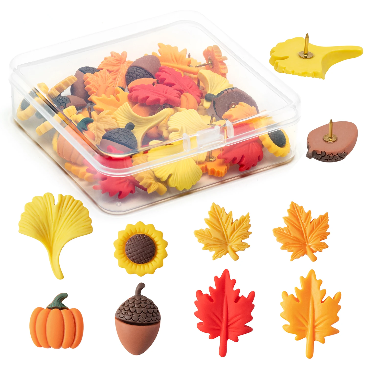 40 Шт. Декоративные Канцелярские Кнопки Из Смолы На Осеннюю Тематику Для