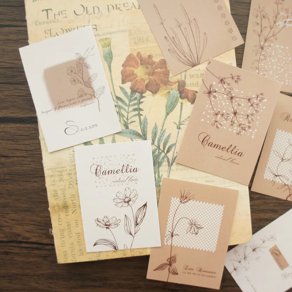 

30pcs Light Coffee Color Hand Draw Plant Style Creative Craft Paper Background Scrapbooking DIY Use