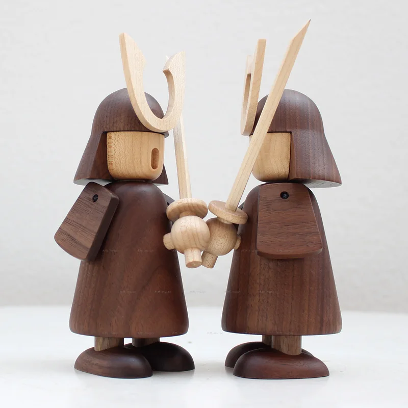 

Ornament New Creative Wooden Samurai Living Room Exquisite Home Decoration Wooden Soldier Decoration Office Accessories
