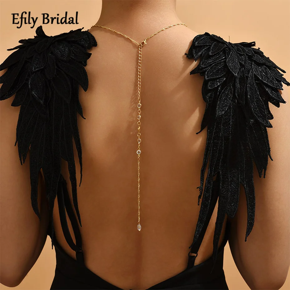 

Efily Rhinestone Pendant Backdrop Necklace Body Sexy Chain Jewelry Gold Color Beach Bikini Crystal Wedding Dress Necklace Gift
