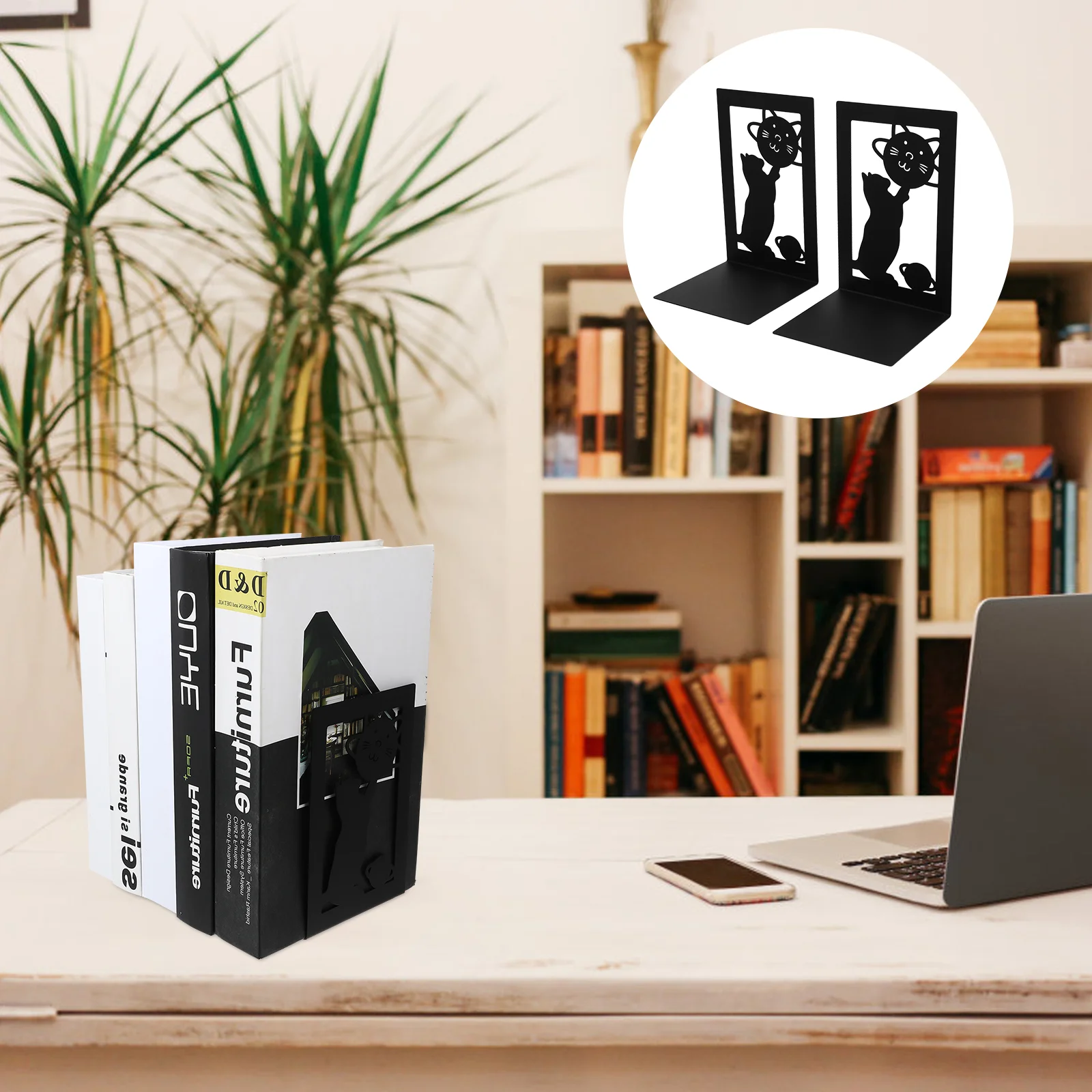 

2PCS Creative Metal Desktop Bookend Home School Classroom Decor Bookend