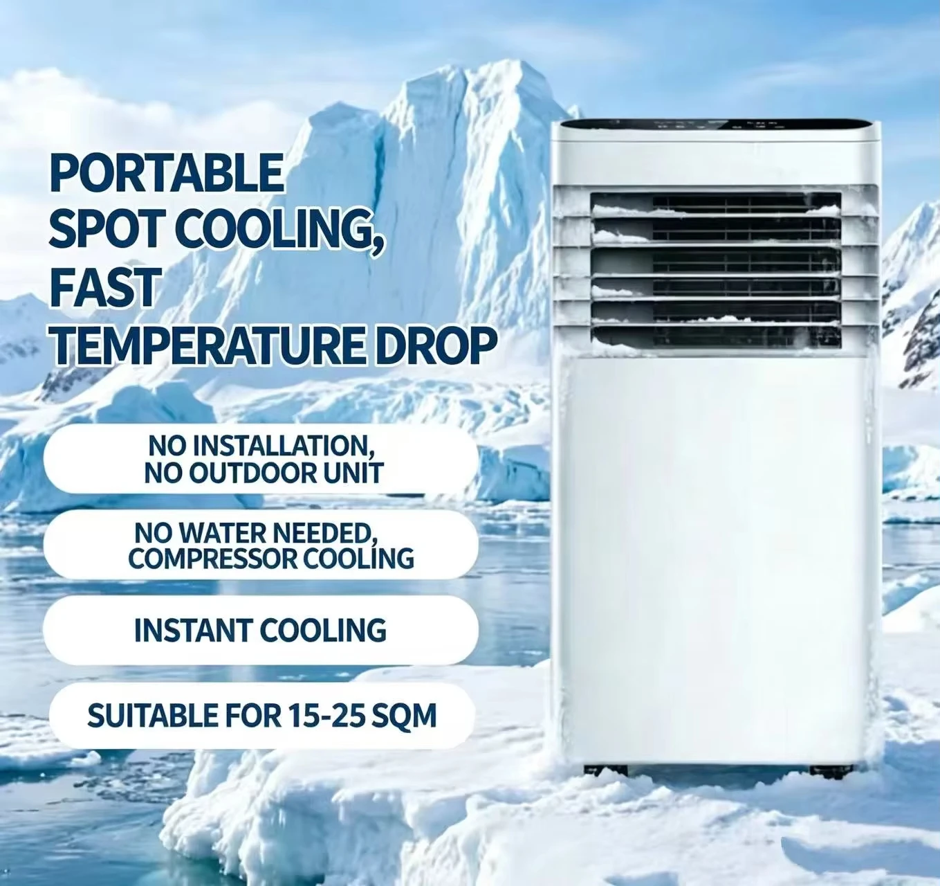 Фото Портативные кондиционеры 8000 BTU 3-в-1: мобильный охладитель воздуха с функцией осушителя, напольный кондиционер для дома №4