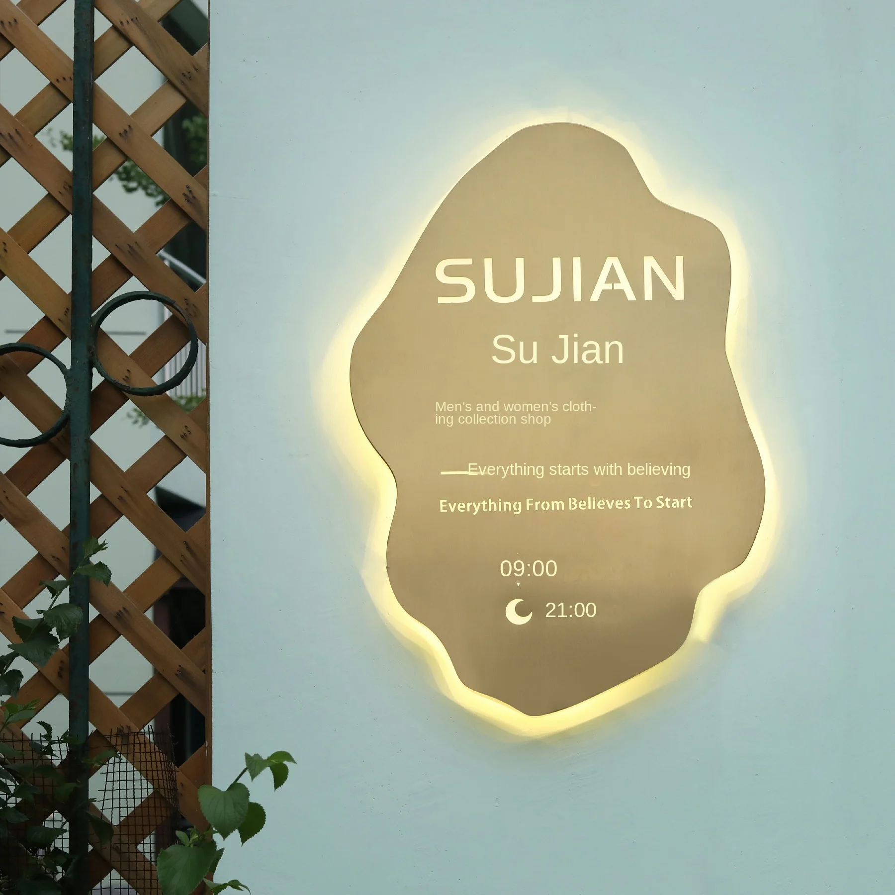 

Creative Stainless Steel Metal Hollow Light Box Display Card Door Signboard Hanging Led Glowing Advertising Board