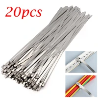 20pcs stainless steel cable ties exhaust wraps coated locking heavy duty multifunctional self locking metal cable ties