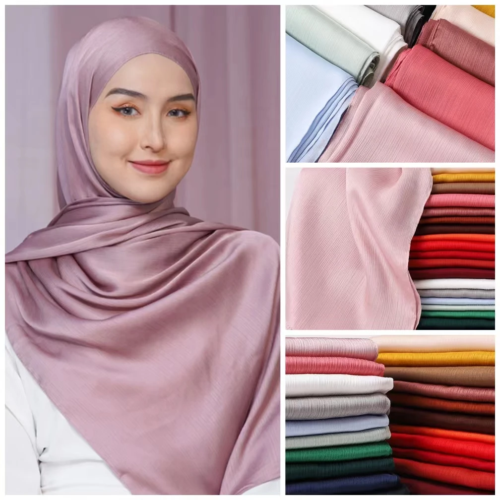 70*175CM High Quality Malay Indonesia Plain Long Scarf Hijabs Turban For Women Breathable Summer Head Wraps Crinkle Muslim Hijab