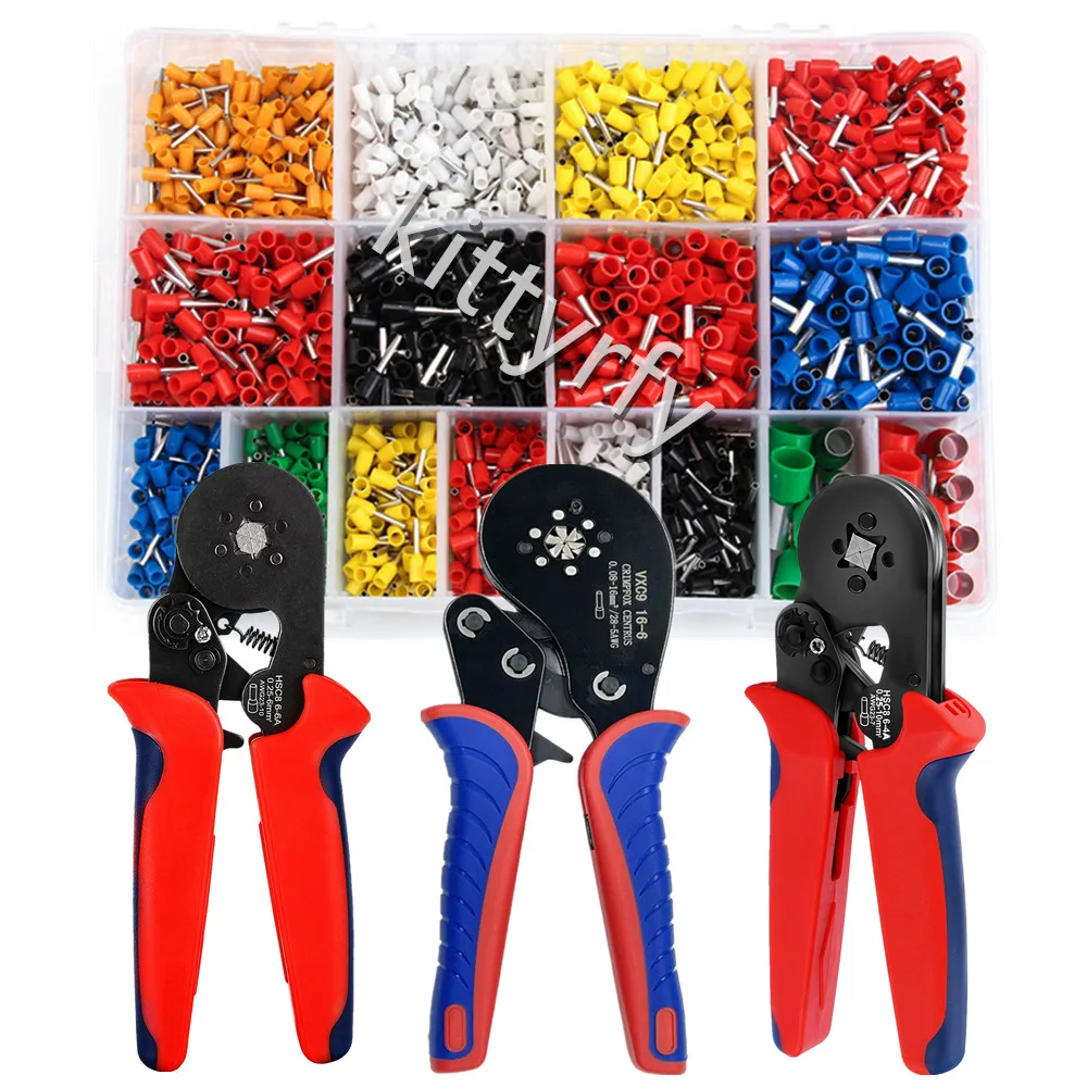 

Hexagonal Self-Adjustable Ratchet,Ferrule Crimping Tool Kit, Crimper Kit with 2120pcs Wire Terminals for AWG23-10(0.25-6.0mm²)