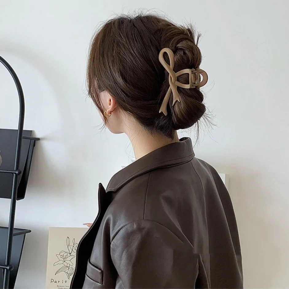 Портативные пластиковые матовые заколки для волос с бантиком водонепроницаемые