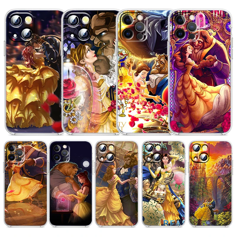 

Disney Beauty And Beast Phone Case For Apple iPhone 14 13 12 Mini 11 XS Pro Max X XR SE 2020 8 7 Plus Transparent Cover