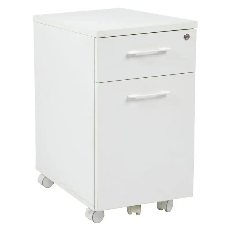 

File in White with Hidden Drawer and Castors