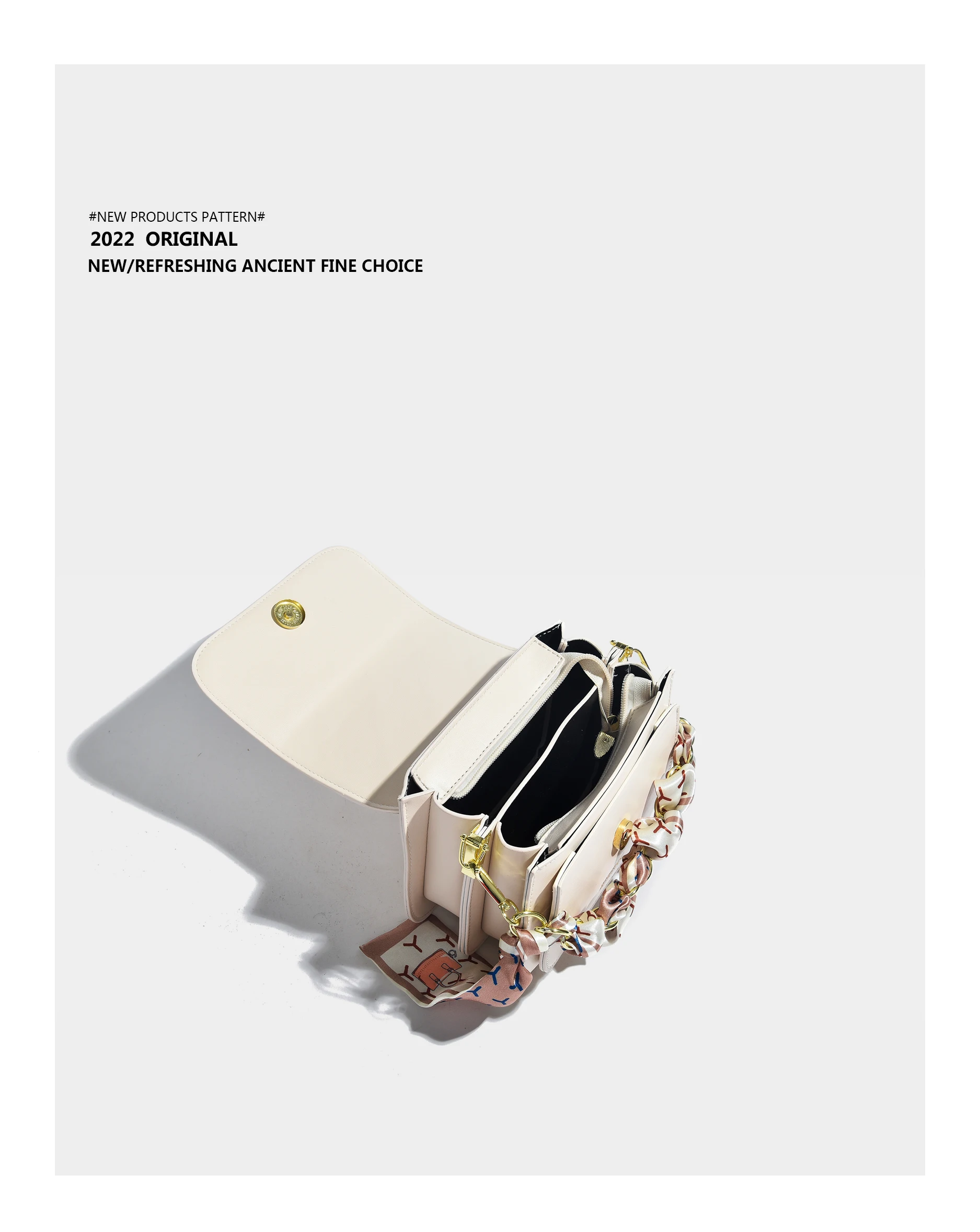 Elmsk 2022 Single Shoulder Messenger Bag Women French Style Vintage Texture Leather Casual Chain Bag