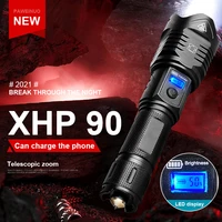 high power led flashlights xhp90 usb rechargeable 18650 flash light zoom torch camping lantern emergency situations lamp travel