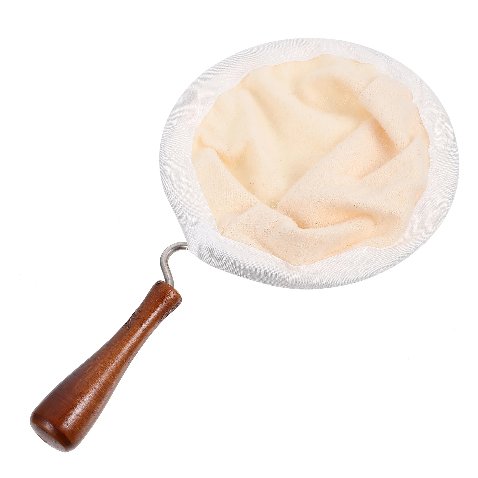 

Yogurt Strainer Coffee Filter Bag Flannel Cloth Tea Screen 19x11x9cm Reusable Pouch Wooden Handle