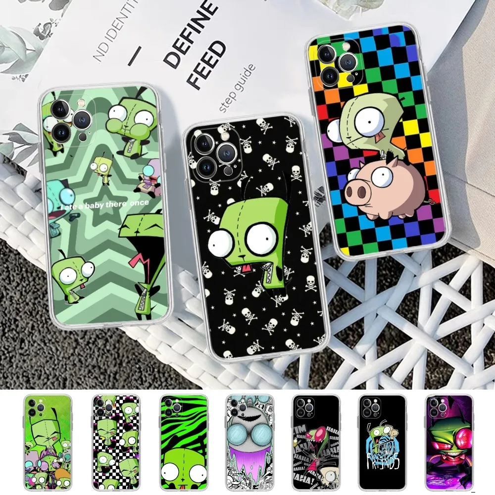 Cartoon I-Invader Z-Zim Phone Case For iPhone 15 14 11 12 13 Mini Pro XS Max Cover 6 7 8 Plus X XR SE 2020 Funda Shell